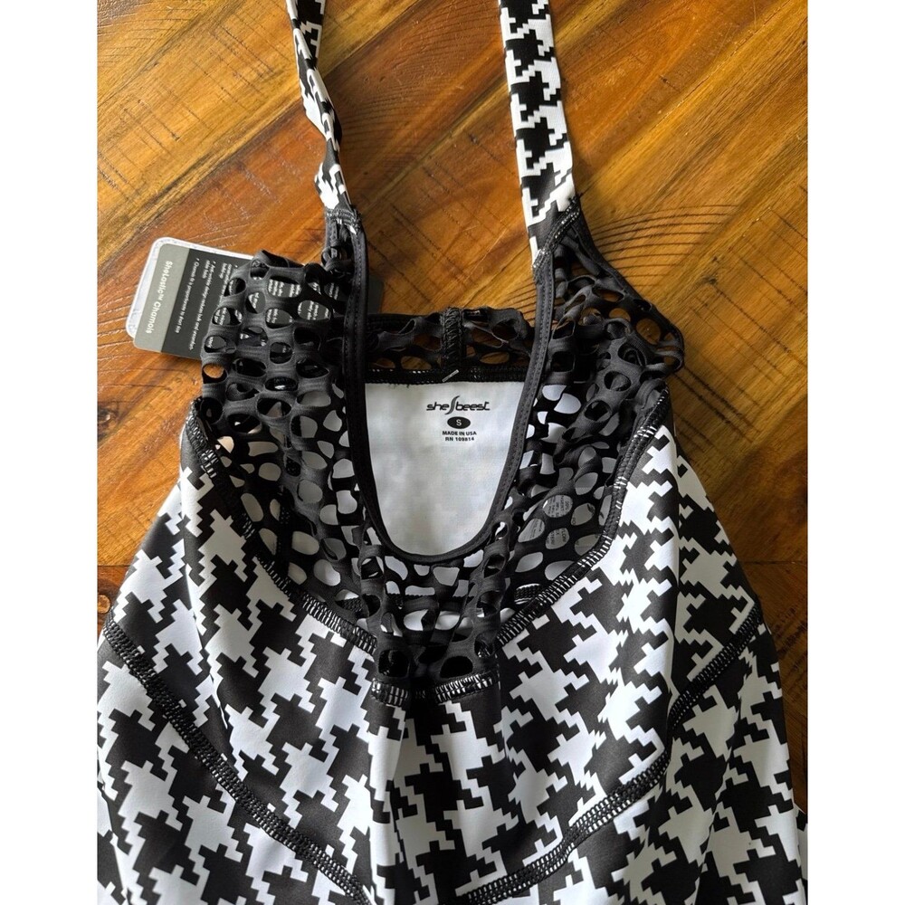 SheBeest Petunia Bib Shorts Women’s Small NWT Houndstooth Cycling Bike Padded - Picture 4 of 5